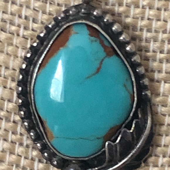 Sterling silver necklace and turquoise pendant - Picture 6 of 7